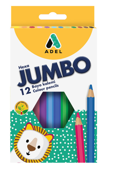 Genel Markalar Adel Jumbo Hexa Boya Kalemi 12 Renk Tam Boy 6takım