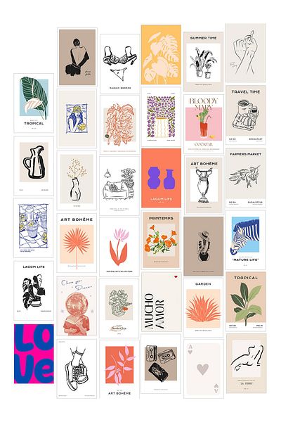 Postifull Σετ αφίσας Collage - 35 τεμάχια χωρίς πλαίσιο 10*15cm - με αυτοκόλλητο δώρο
