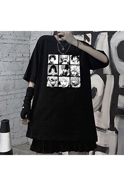 Toum Damphaobi Anime My Hero Academia Boku Collage Tricou negru supradimensio...