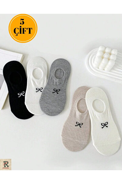 trampler Дамски 5 чифта шарени чорапи с панделки Невидими балерини чорапи