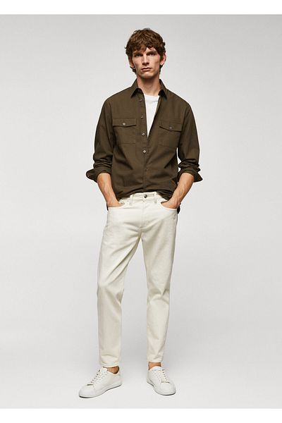 MANGO Man Koszula męska khaki57084386
