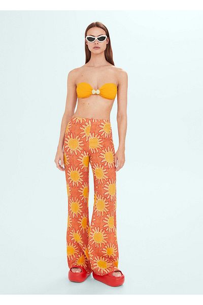MANGO Woman Orange Women's Trousers57030384