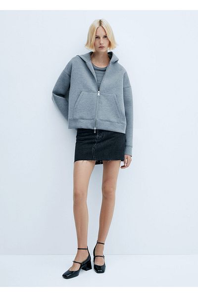 MANGO Woman Fustă de damă din denim negru 57050291