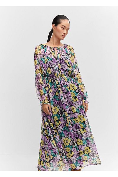 MANGO Woman Tkané kvetinové šaty