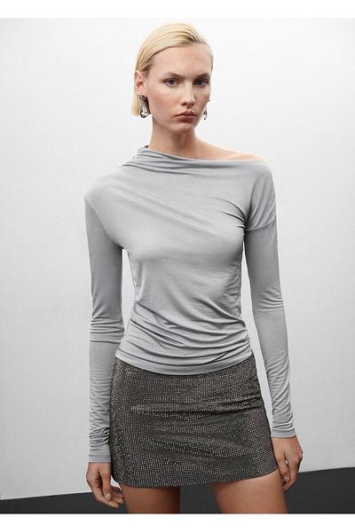 MANGO Woman Fustă argintie pentru femei57059113