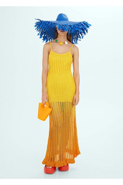 MANGO Woman Γυναικείο φόρεμα σε μουσταρδί χρώμα57000404