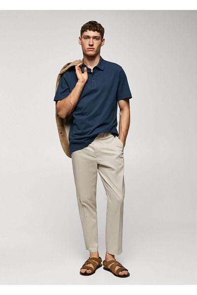 MANGO Man Tricou Polo pentru bărbați Albastru Petrol57030775