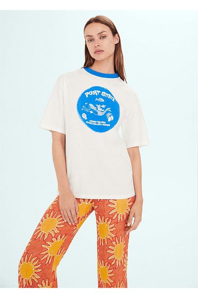 MANGO Blue Women's T-shirt57010466