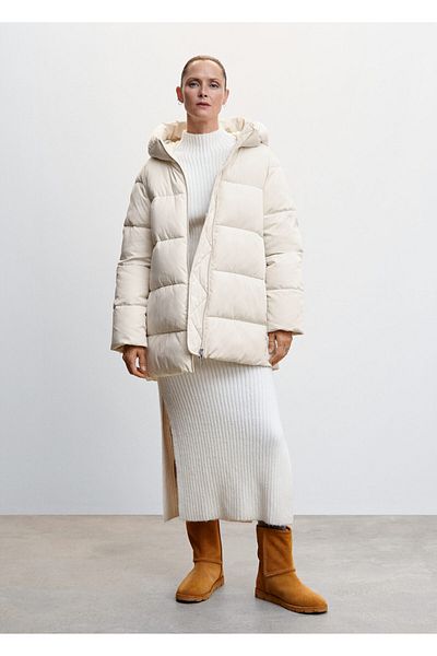 MANGO Palton de damă - Off-White, Model47040042