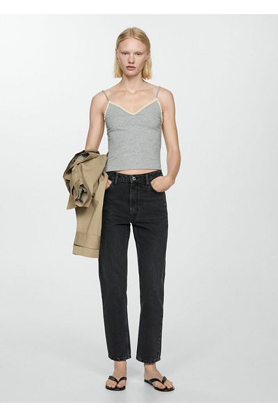 MANGO Black Denim Women's Trousers67040317