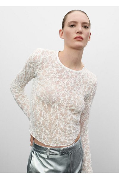 MANGO Tricou alb de damă57009120