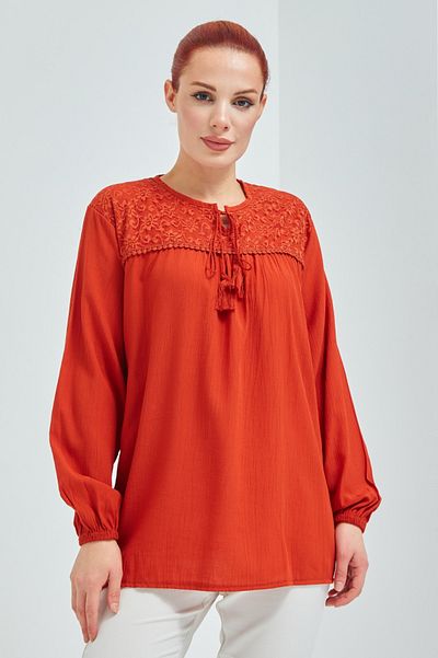 Stilmony Women's Pomegranate Flower Sile Cloth Summer Blouse