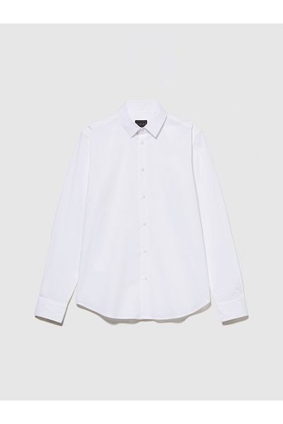 Sisley Ανδρικό λευκό Slim Fit εύκαμπτο πουκάμισο από βαμβάκι