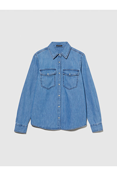 Sisley Γυναικείο πουκάμισο τζιν Comfort Fit - Ανοιχτό χρώμα, 100% βαμβάκι