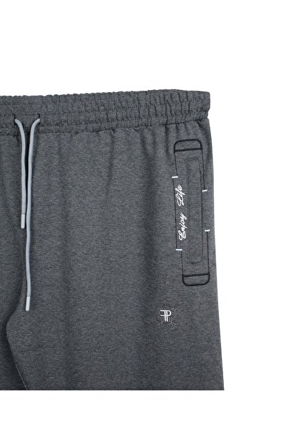 marufshop Embroidered Combed Cotton Capri Anthracite Suitable For Male Plus Size 115-154 Weight