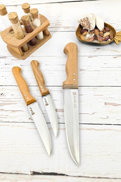 SürLaz 3 Parça Eco Mutfak Bıçak Seti Et, Ekmek, Sebze Bıçak Takım