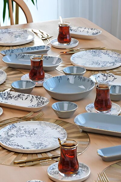 Glore İstanbul Shadow 27 Parça 6 Kişilik Altın Yaldızlı Seramik Yemek Takımı