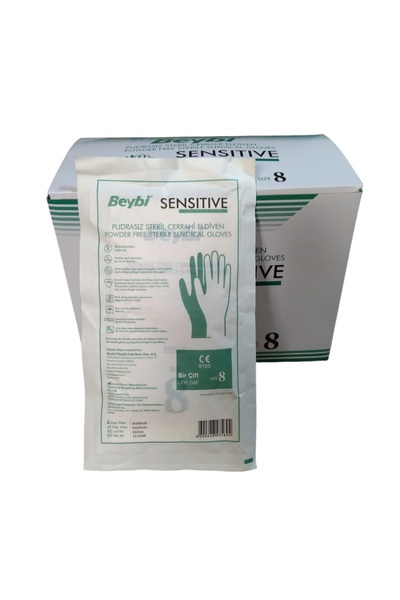 Beybi Sensitive Pudrasız Steril Cerrahi Eldiven 8 Numara (50çift)