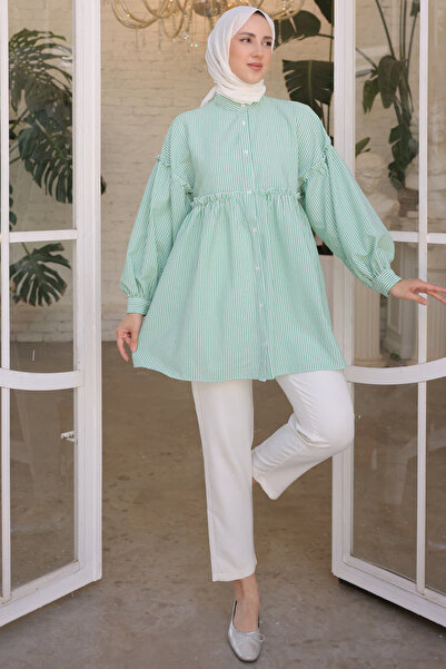 benguen 2029 Cămașă cu dungi verzi