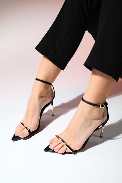 LuviShoes BRUNO Black High Heeled Single Strap Women's Shoes