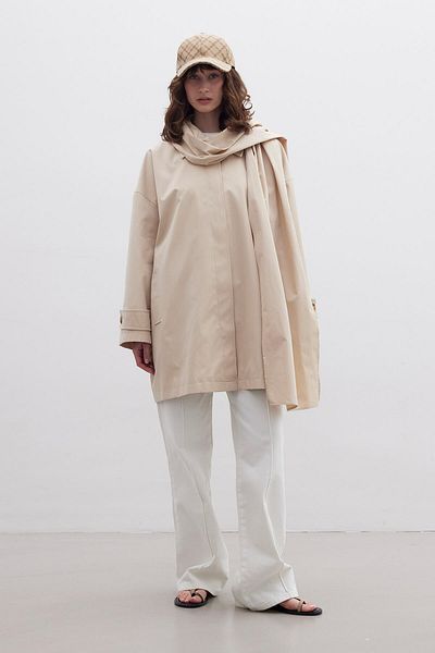 Manuka Trench oversize STOKHOLM bej cu detaliu șal