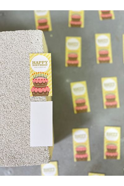 Meyofficial Happy Birthday Note Card with Yellow Background - 4*8 Cm, Pack of 20