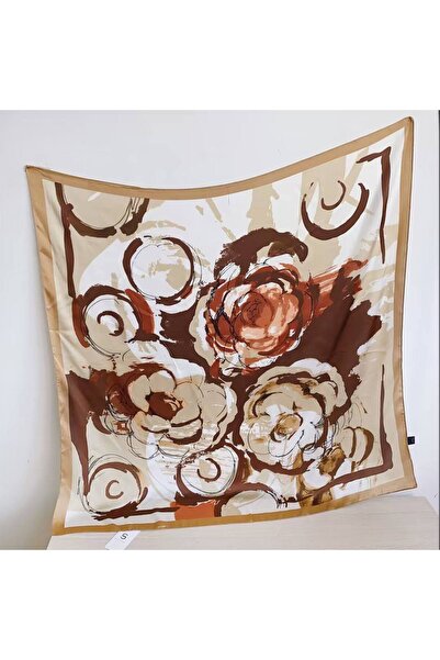 AWAM SILK وشاح فيسكوز حريري بنمط الكاميليا 90*90 سم