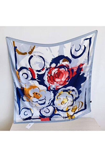 AWAM SILK وشاح فيسكوز حريري بنمط الكاميليا 90*90 سم