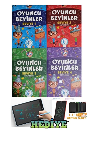 Curious&Genius Oyuncu beyinler 1-4 nolu 4 kitap LCD yazilabilir silinebilir t...