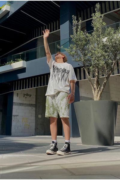 NEWLAKER Σορτς Unisex Oversize με μοτίβο με γραβάτα