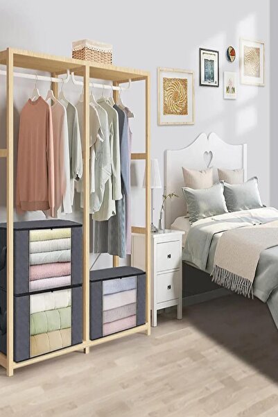 MasterCar Gri 2 Adet Üst Kalite Pencereli Kıyafet Eşya Saklama Hurcu Baza Altı Depolama Hurcu Dolap Düzenleyic