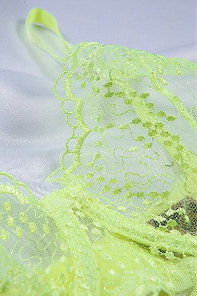 NUİTAMORE Nuitamore Neon Yellow Embroidered Brode Bra Set.