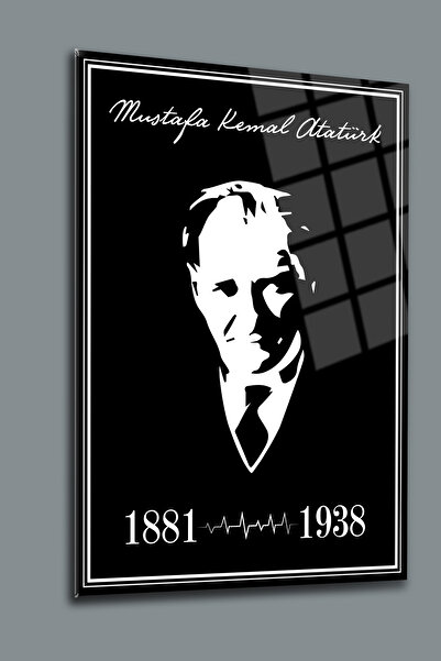 glassartdesign Tabloul de sticlă Ataturk 68-Tabloul Ataturk-Tabloul steagului...