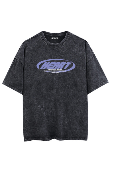 Ginevra تيشيرت مسطح كبير الحجم مطبوع عليه قلب مغسول للجنسين