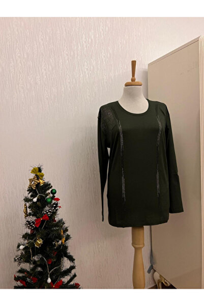 DENİZLİFE Anne Taş Detaylı Garnili Yazlık Uzun Kol Penye