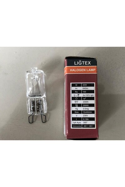 Ligtex G9  HALOJEN LAMBA   220V 40W= 640 LÜMEN ŞEFFAF
