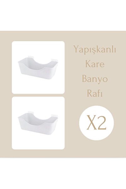 2'Lİ YAPIŞKANLI KARE BANYO RAFI