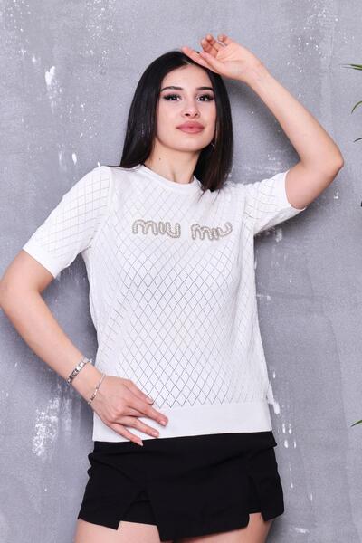 ZEYWEAR İnci Detaylı Merserize Bluz