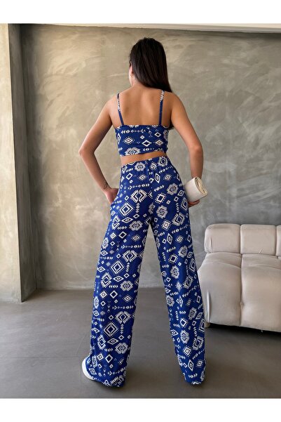 ubmbutik Burümcük Fabric Women's Kimono Set - Triple (Pants-Kimono-Bustier) Top and Bottom Set