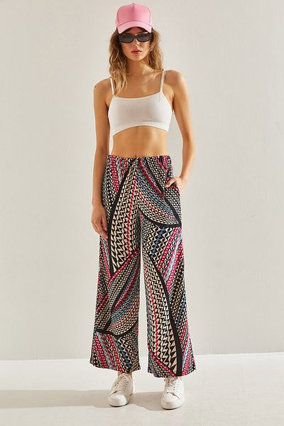 Bianco Lucci Wickel-Palazzohose für Damen mit ethnischem Muster -60251149