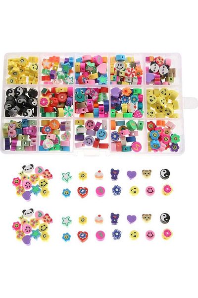 yiğit aksesuar 150Pcs Boxed Fimo Figures Phone Accessory Wristband Necklace making set