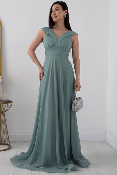 PULLIMM Rochie de seara lunga din tul cu sclipici - 13280