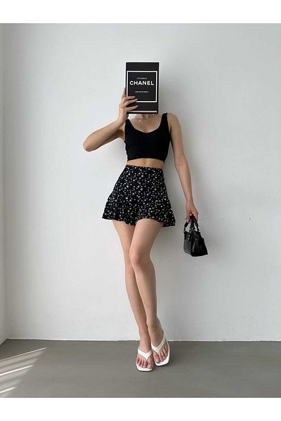 ubmbutik Fustă mini scurtă pentru femei cu modele florale