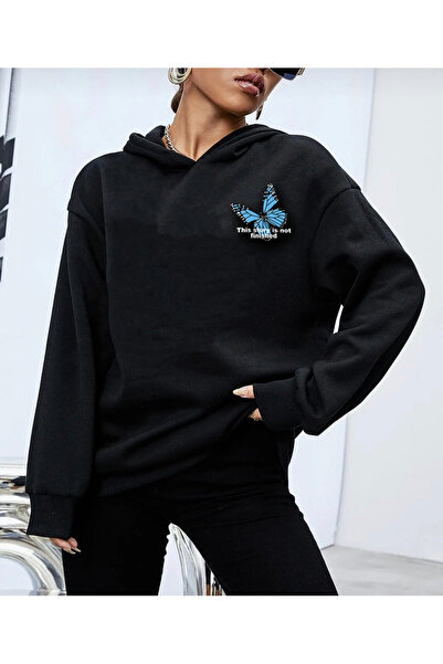 Elfa Tekstil Hanorac negru cu imprimeu