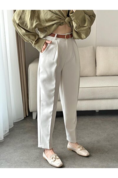 Giybence White Belted Pants