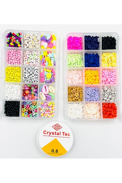 yiğit aksesuar 2 κουτιά Mega Sand Beads Fimo Beads Σετ κατασκευής κοσμημάτων Σετ χόμπι με χάντρες