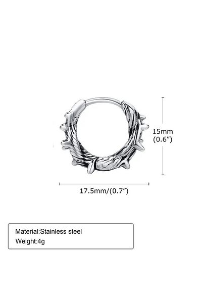 Jaida Moda Unisex Gothic Steel Hoop Earrings with Gray Pointed Figure