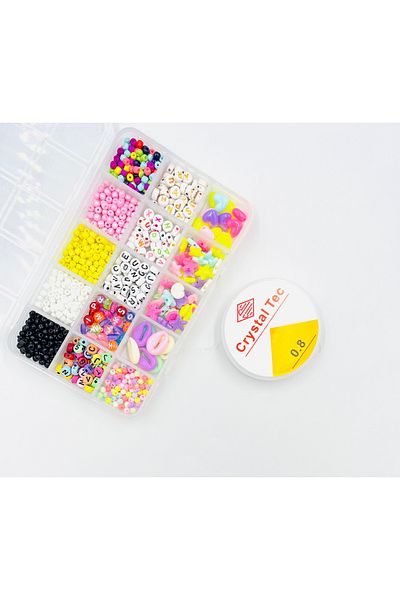 yiğit aksesuar Sand Beads Letter Beads Acrylic Beads Jewelry Making Set