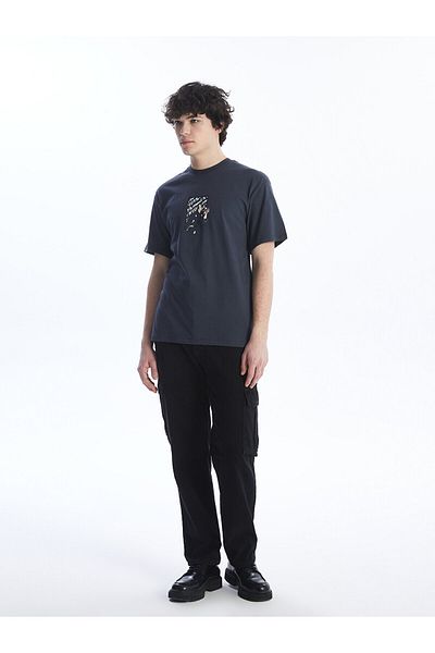 LC Waikiki Printed Men's Combed Cotton T-Shirt - Crew Neck, Short Sleeve