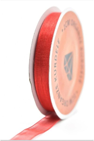 PartAntalya Red Organza Tulle Ribbon - 1 cm Length, 22 m